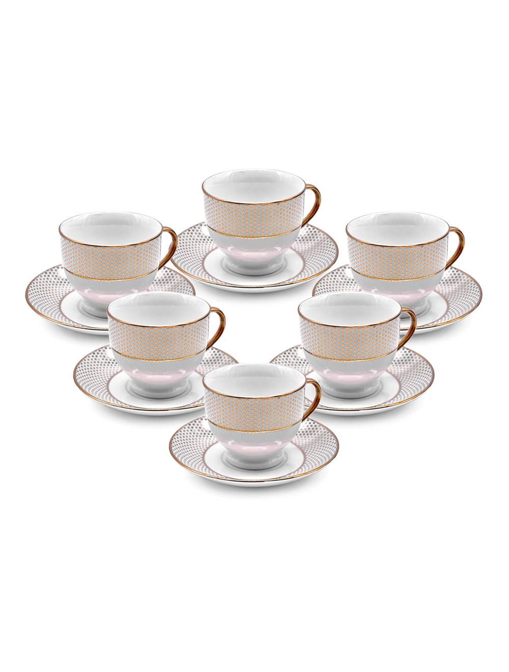 12 Pieces Tea Cup And Saucer-Gold