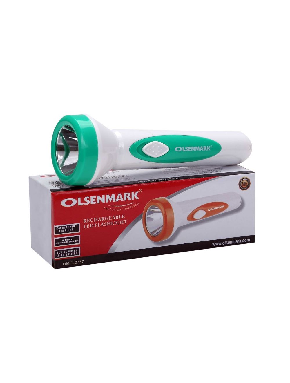 Olsenmark Rechargeable LED Flashlight/3W/10HRS-OMFL2757