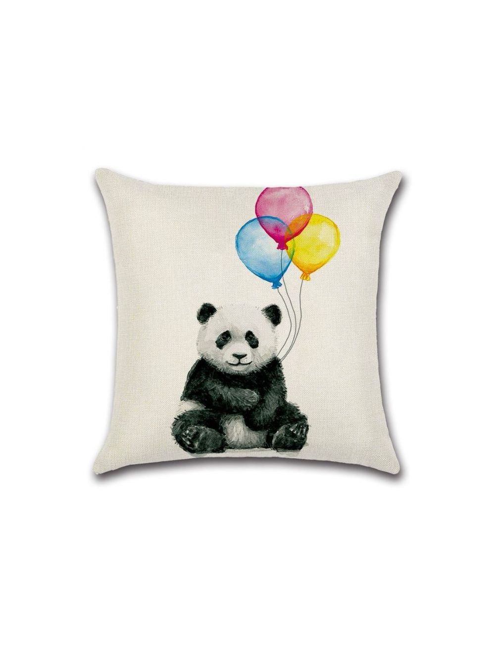 Rishahome Bear with Balloons Printed Cushion Cover 45x45 cm-9C107B0032