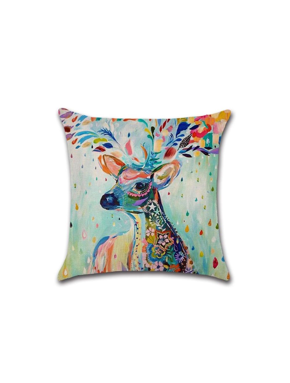 Rishahome Coloured Deer Printed Cushion Cover 45x45 cm-9C109B0041