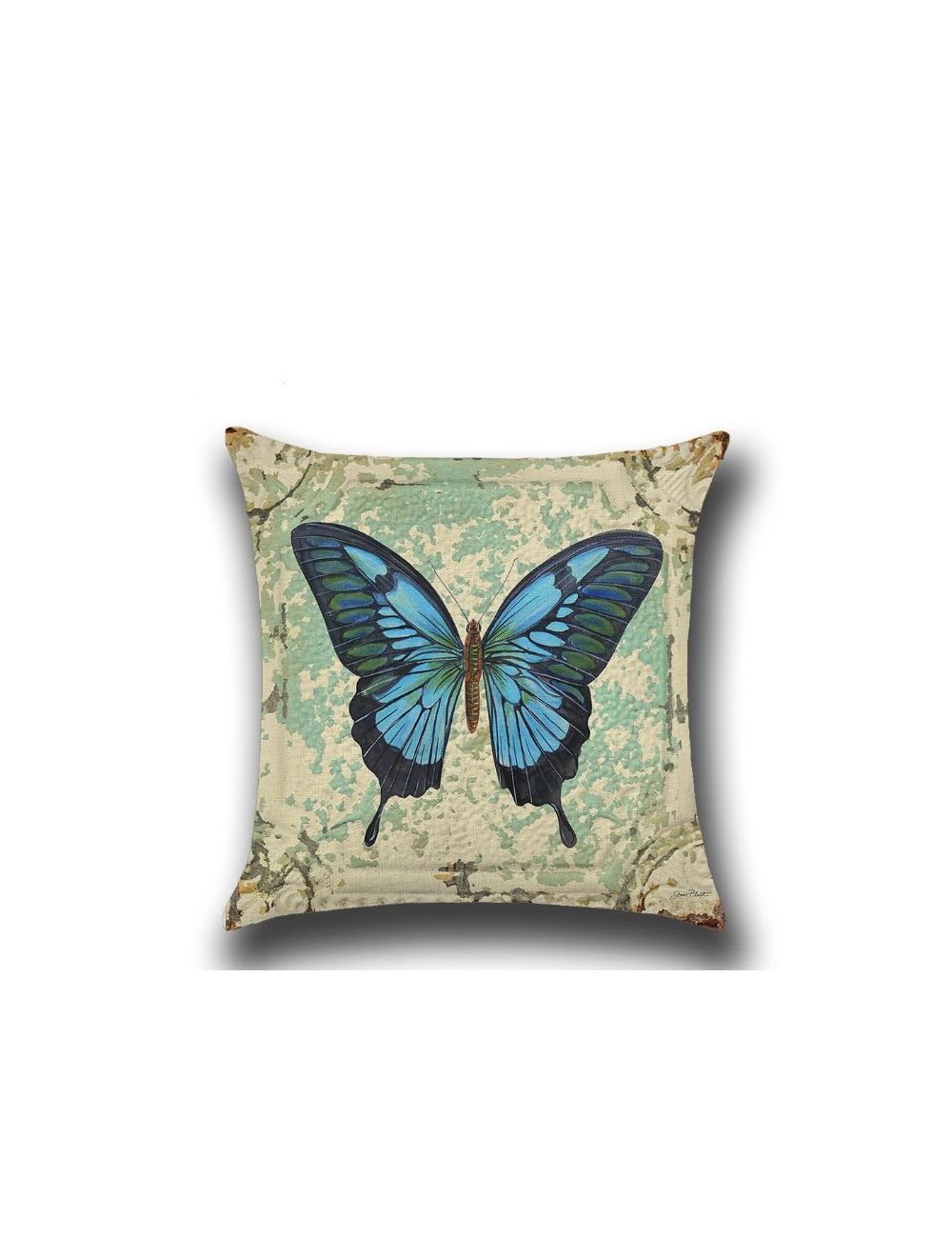 Rishahome Blue Butterfly Printed Cushion Cover 45x45 cm-9C16B0028