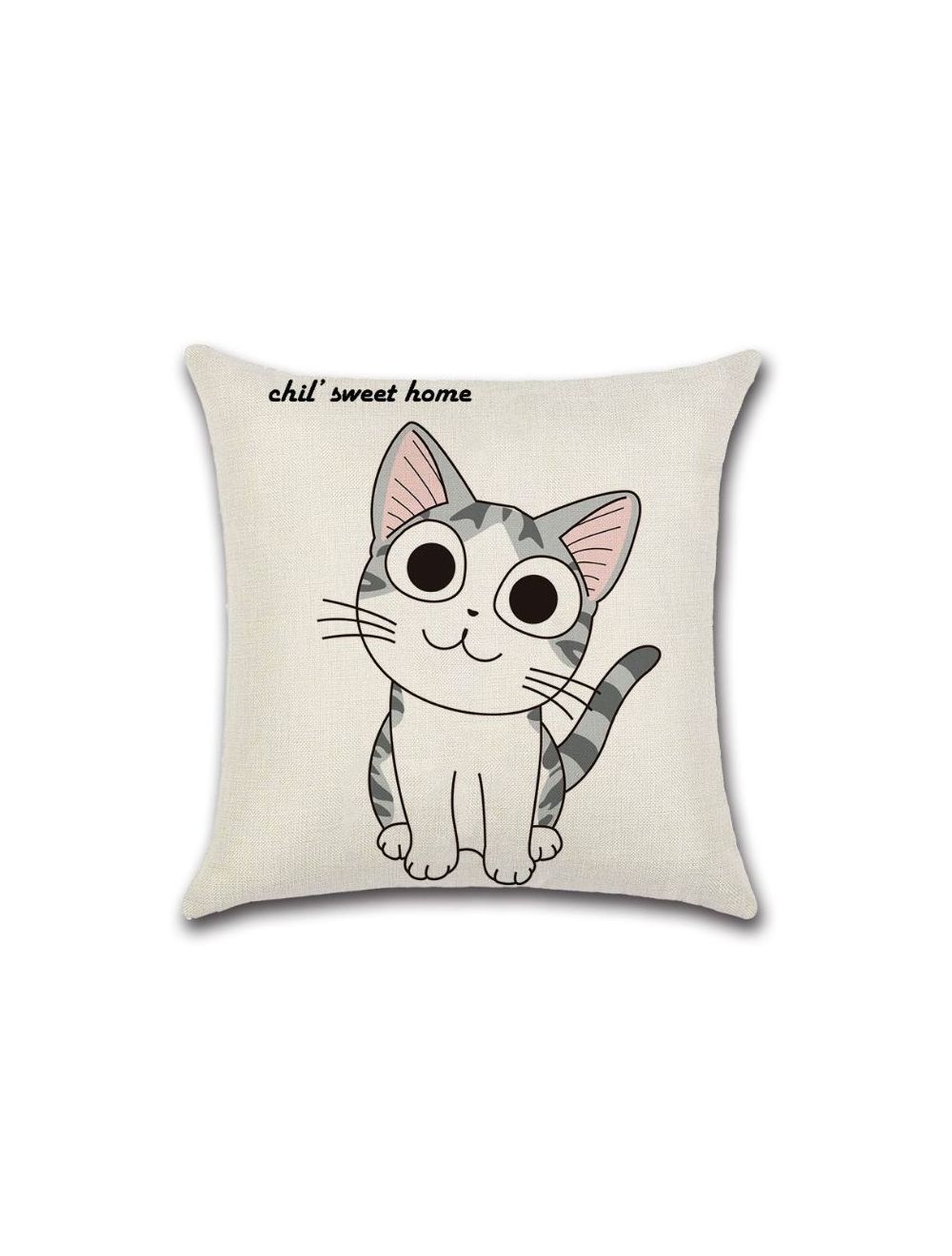 Rishahome Kitten Printed Cushion Cover 45x45 cm-9C17B0031