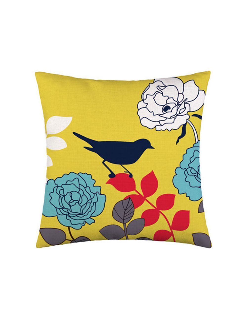 Rishahome Bird on the Plant Printed Cushion Cover 45x45 cm-9C47T0025