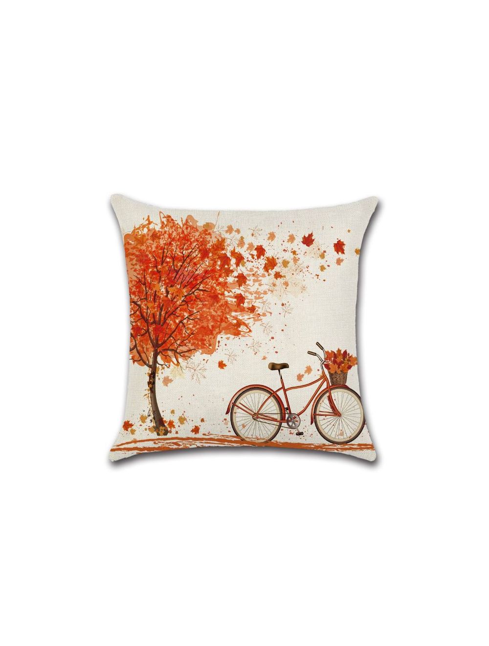 Rishahome Flowers on Bicycle Printed Cushion Cover 45x45 cm-9C66H0009