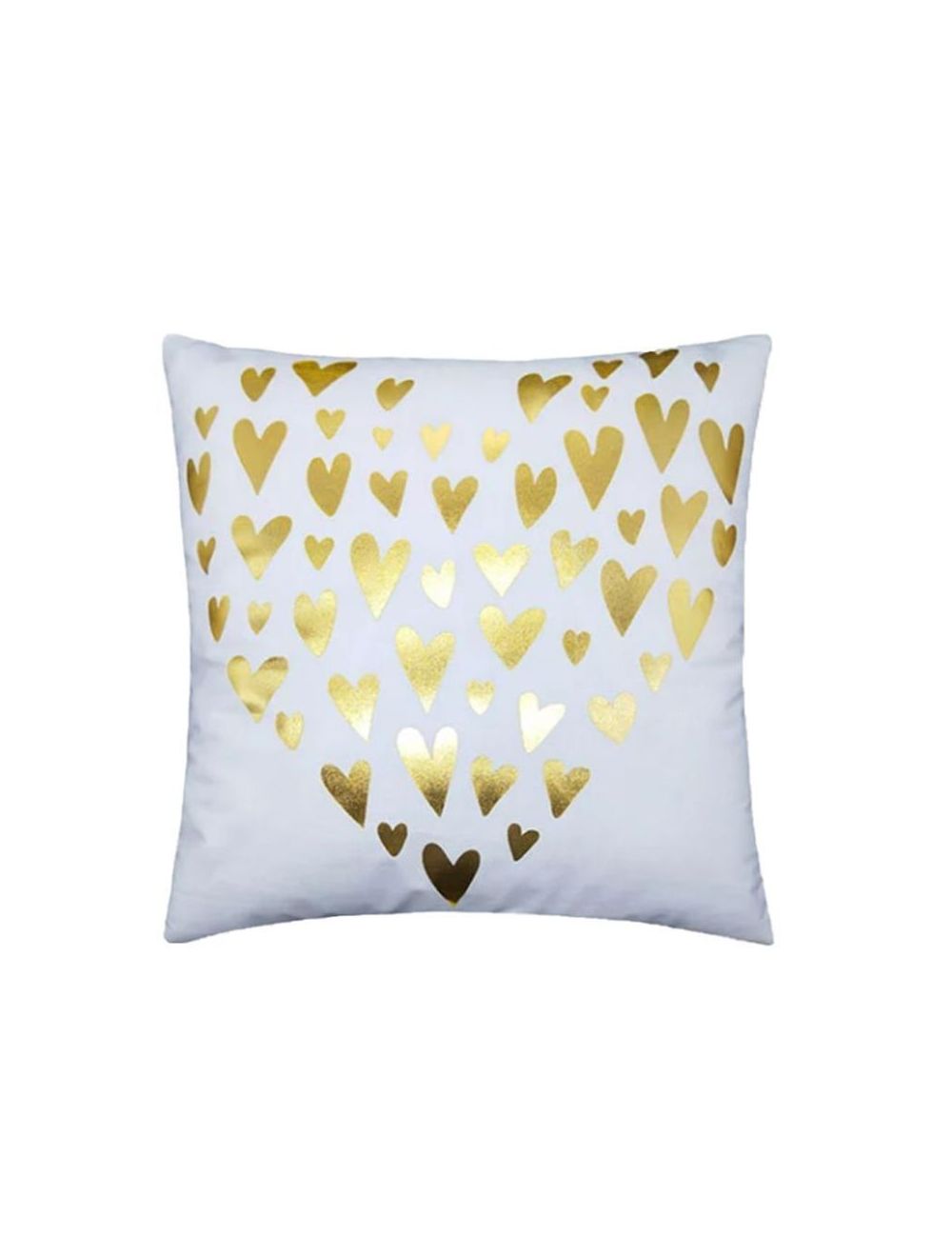 Rishahome Golden Heart Metallic Printed Cushion Cover 45x45 cm-9C72I0004