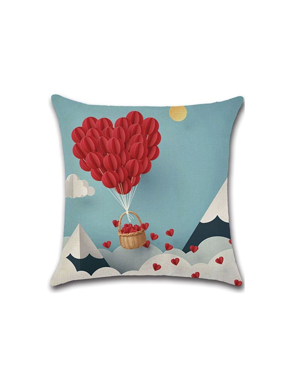 Rishahome Love Baloons on the Sky Printed Cushion Cover 45x45 cm-9C79M0011