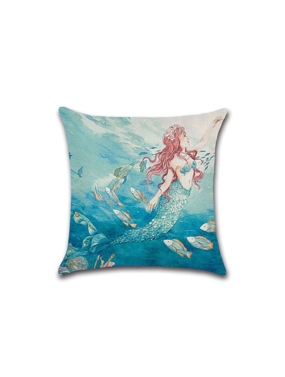 Rishahome Mermaid Printed Cushion Cover 45x45 cm-9C93S0028