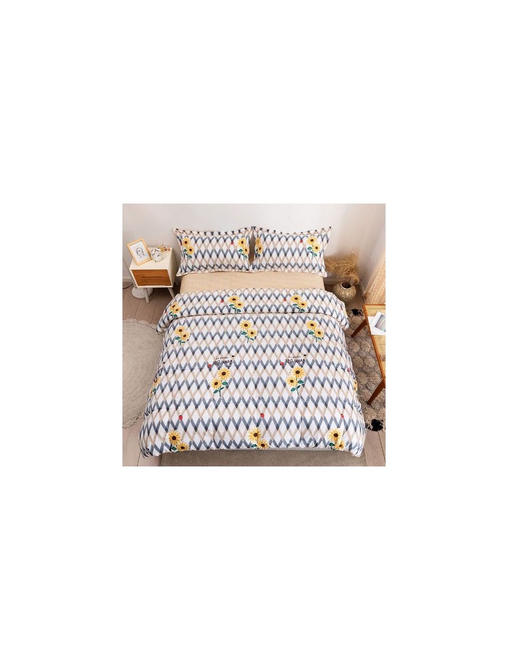 Rishahome 4 Piece King Size Comforter Set Microfiber Grey 220x240cm-AGRCS0005