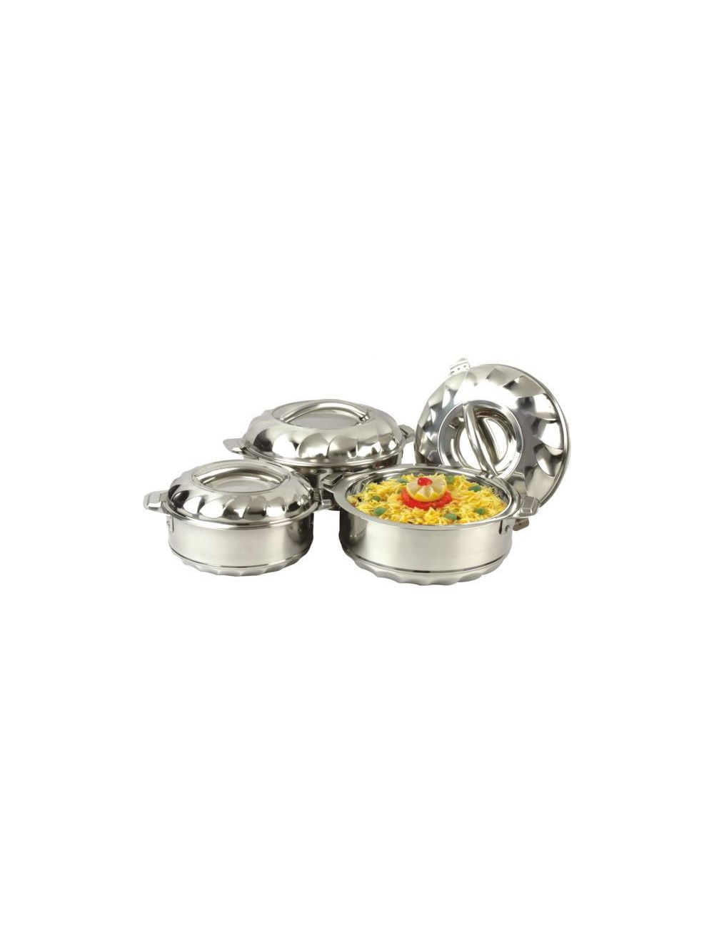Dessini Pack Of 3 Stainless Steel Big Size Hotpot Set Silver-AKAT192