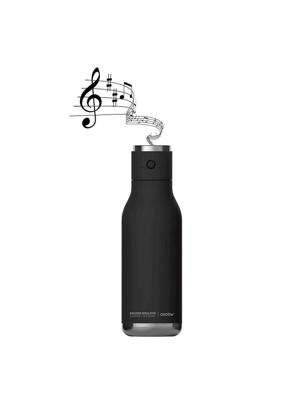 Asobu Wireless Stainless Steel Water Bottle with a Speaker Lid 17 Ounce-ASB-BT60-BLACK