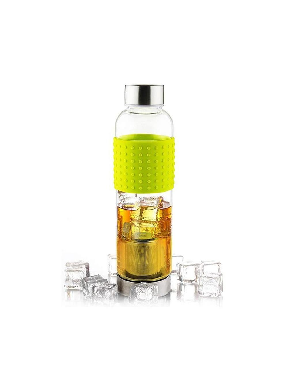 Asobu Ice Tea and Coffee Infuser Glass Water Bottle Green 400 ml-ASB-IT2GO-LIME