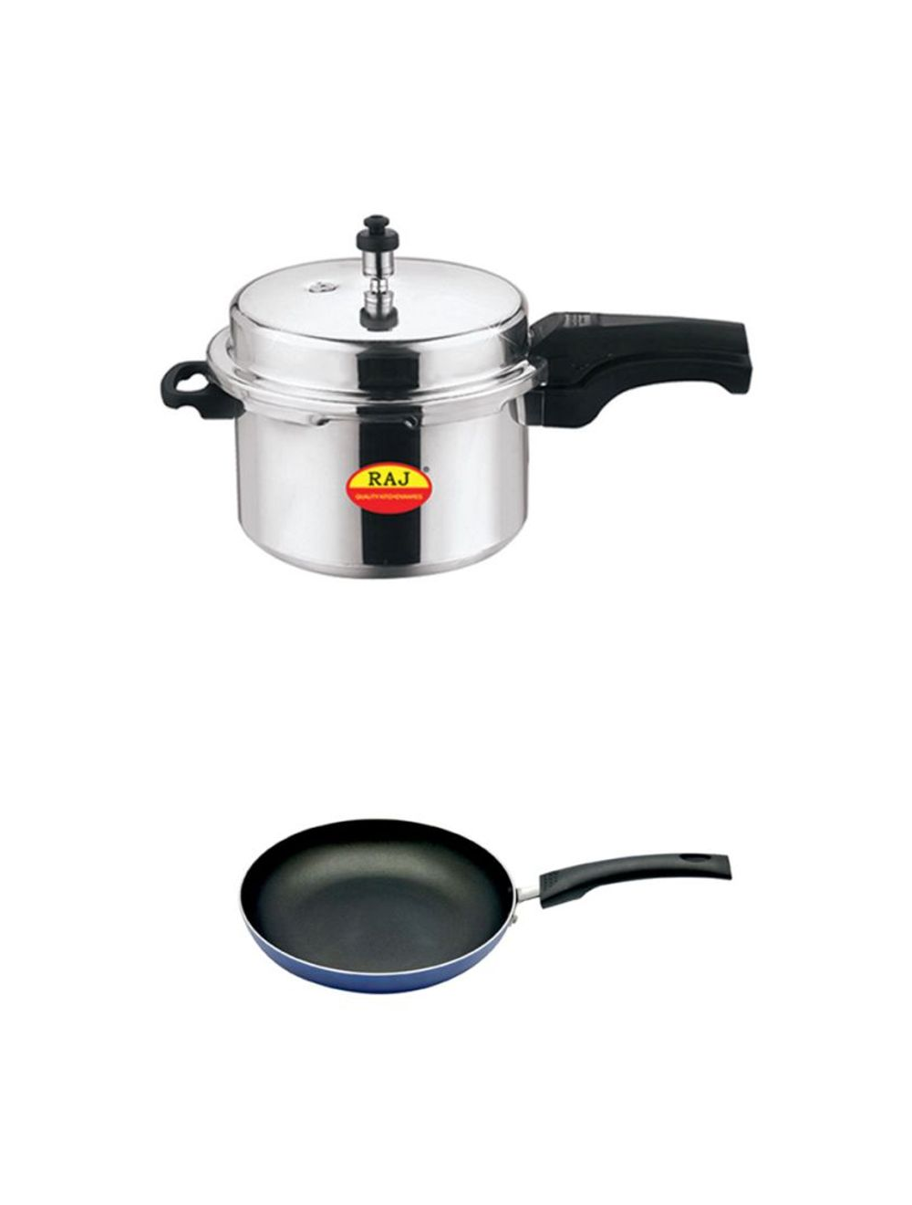 Combo Of Raj  Aluminium Pressure  Cooker Outer Lid 5 Litre With Non-Stick Induction Fry Pan-RPCO02+RNF004
