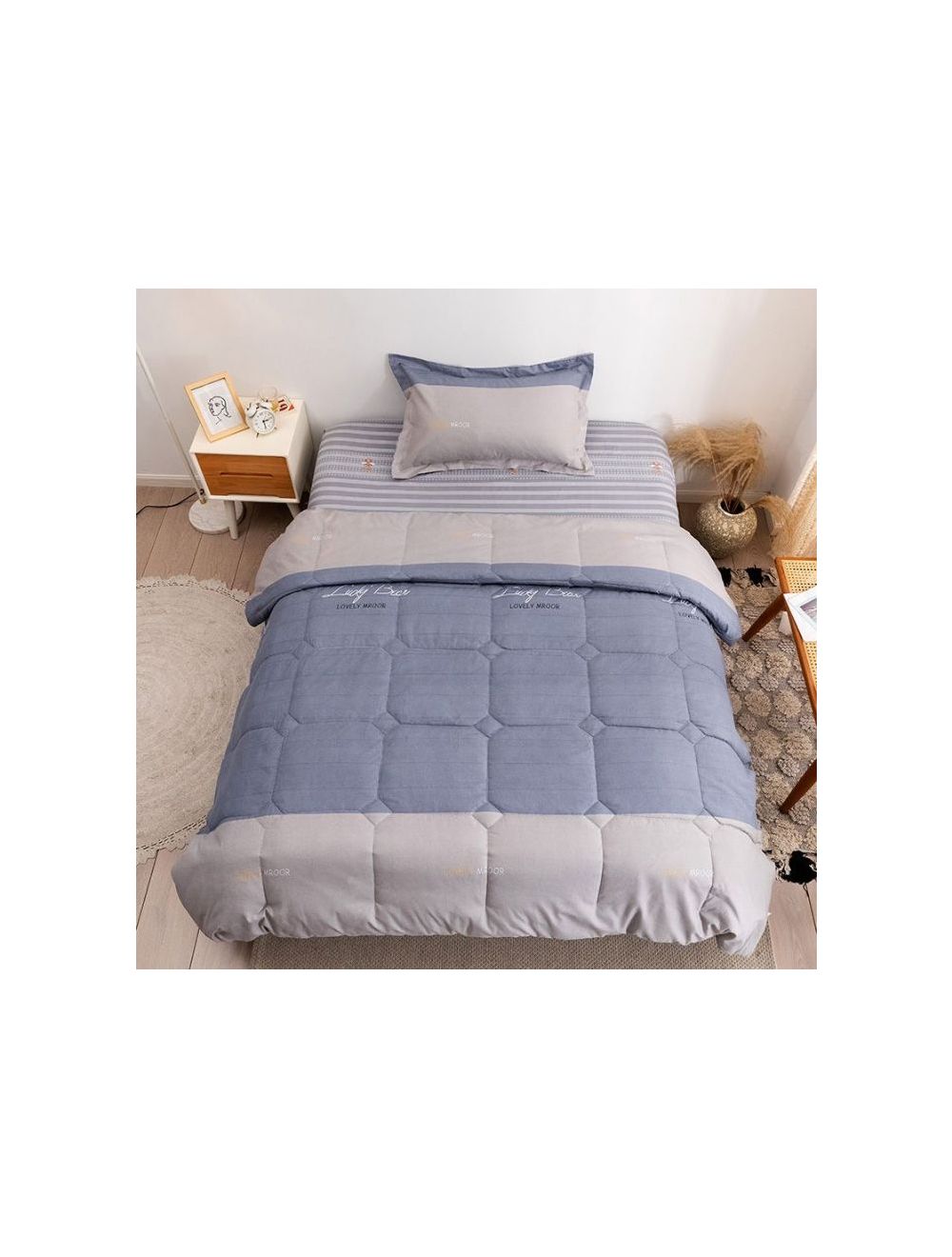 Rishahome 3 Piece Single Size Comforter Set Microfiber Multicolour 150x200cm-CASCS0003