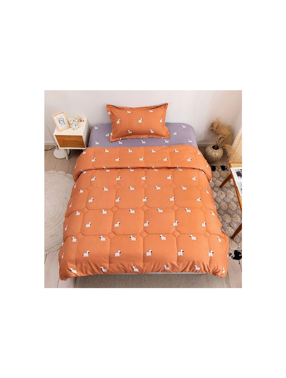 Rishahome 3 Piece Single Size Comforter Set Microfiber Multicolour 150x200cm-DTWCS0003