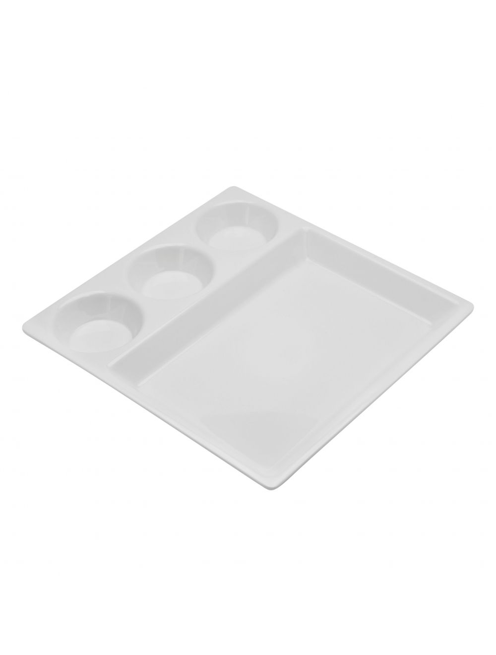 Dinewell Melamine 4 Partition Tray White-DWHP3074W
