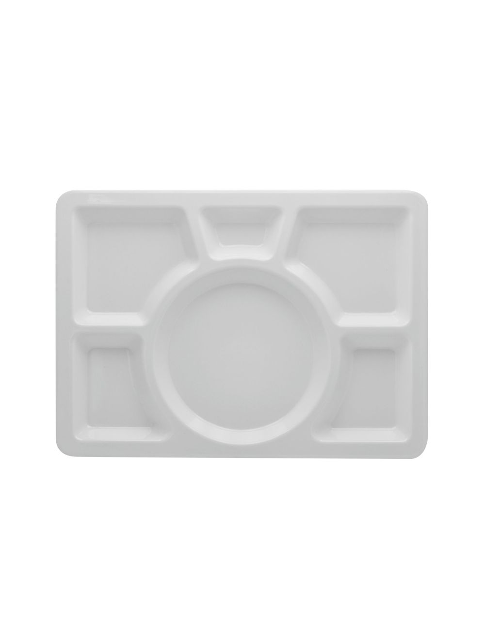 Dinewell Melamine 6 Partition Tray White-DWHP3142W