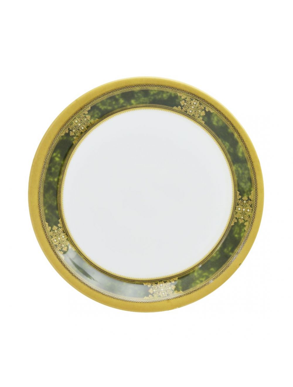 Dinewell Melamine Side Plate Green Golden-DWP5003GG