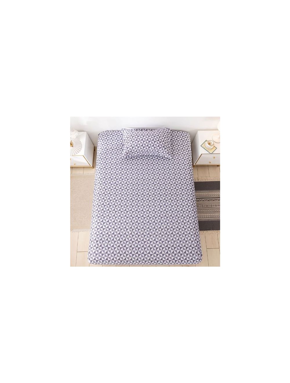 Rishahome 2 Piece Printed Bedsheet Set Single Size French Microfiber Grey-FGRBS0001