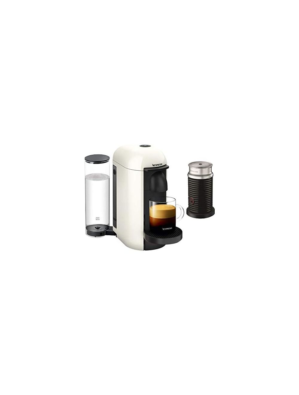 NESPRESSO Vertuo Plus White Coffee Machine + Aerocino Black Bundle-GCB2-BU-WH