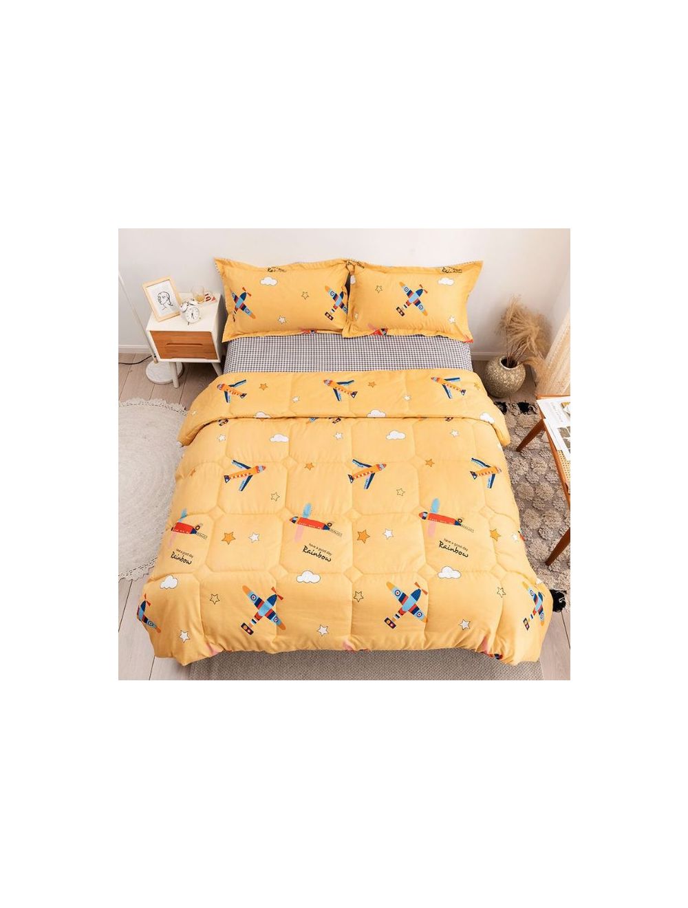 Rishahome 4 Piece Queen Size Comforter Set Microfiber Multicolour 210x230cm-GTACS0004