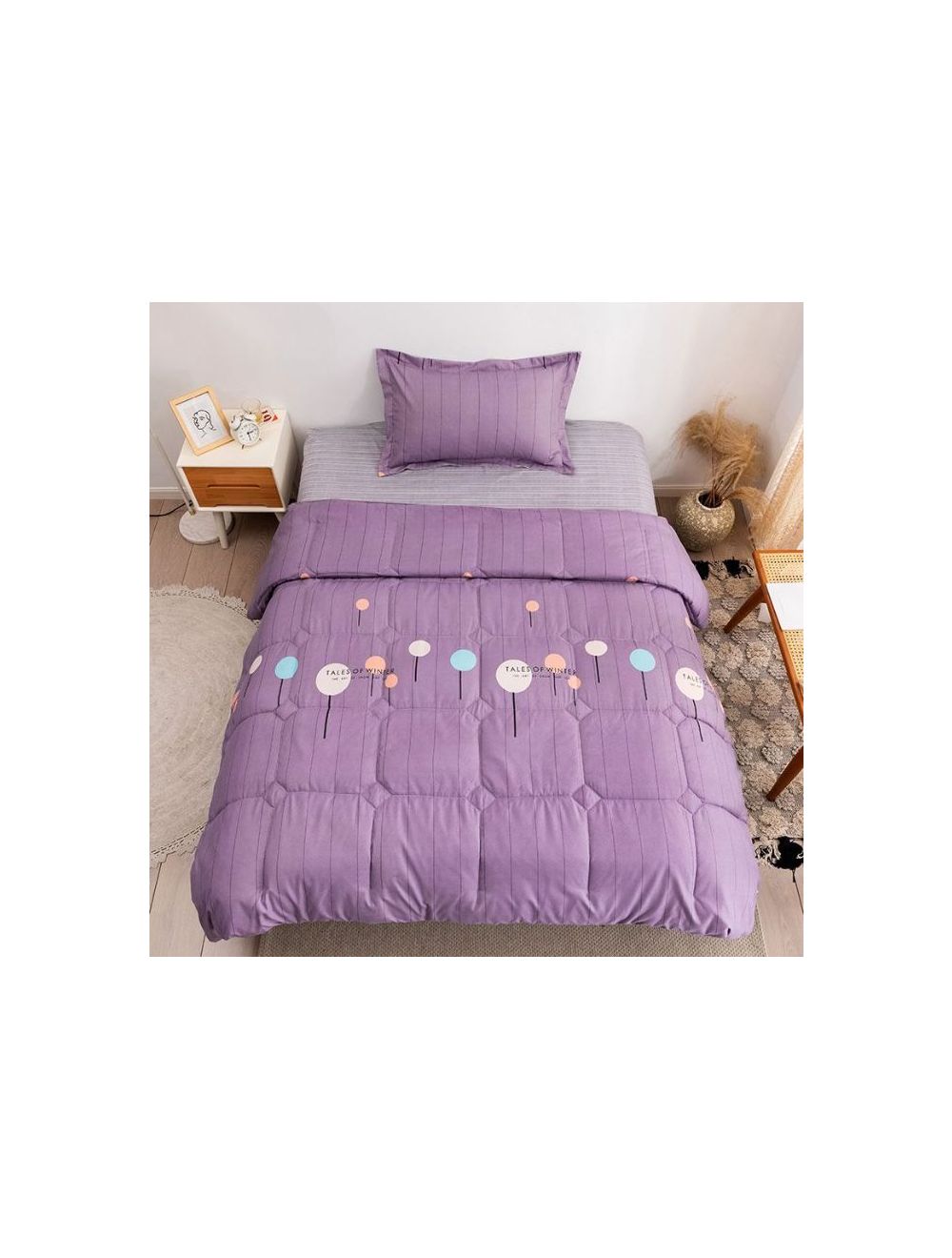 Rishahome 3 Piece Single Size Comforter Set Microfiber Multicolour 150x200cm-LHUCS0003