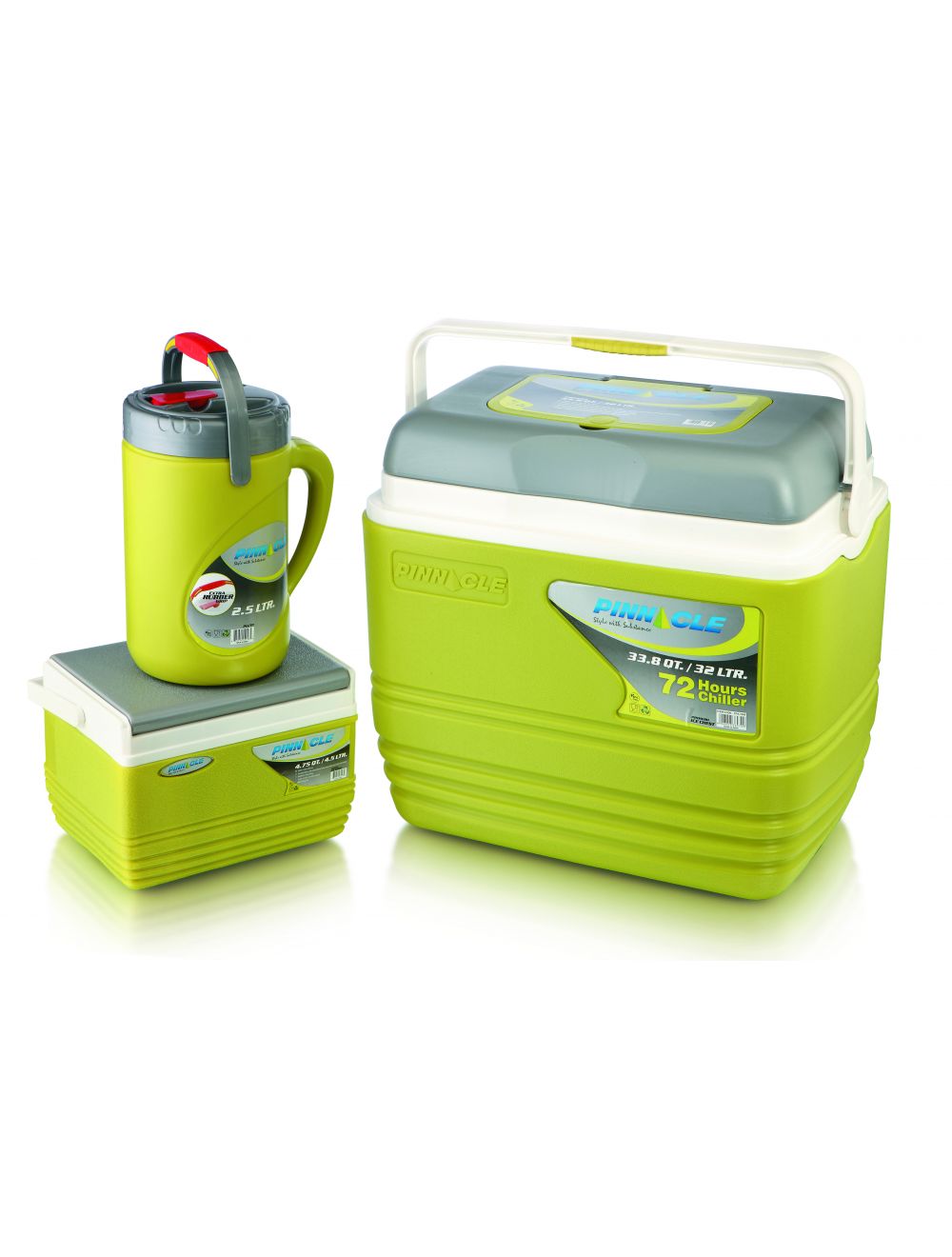 Pinnacle Ice Chest 3pc Set - Green) (Size 32Ltr, 4.5Ltr, 2.5Ltr)-TPX7005-G