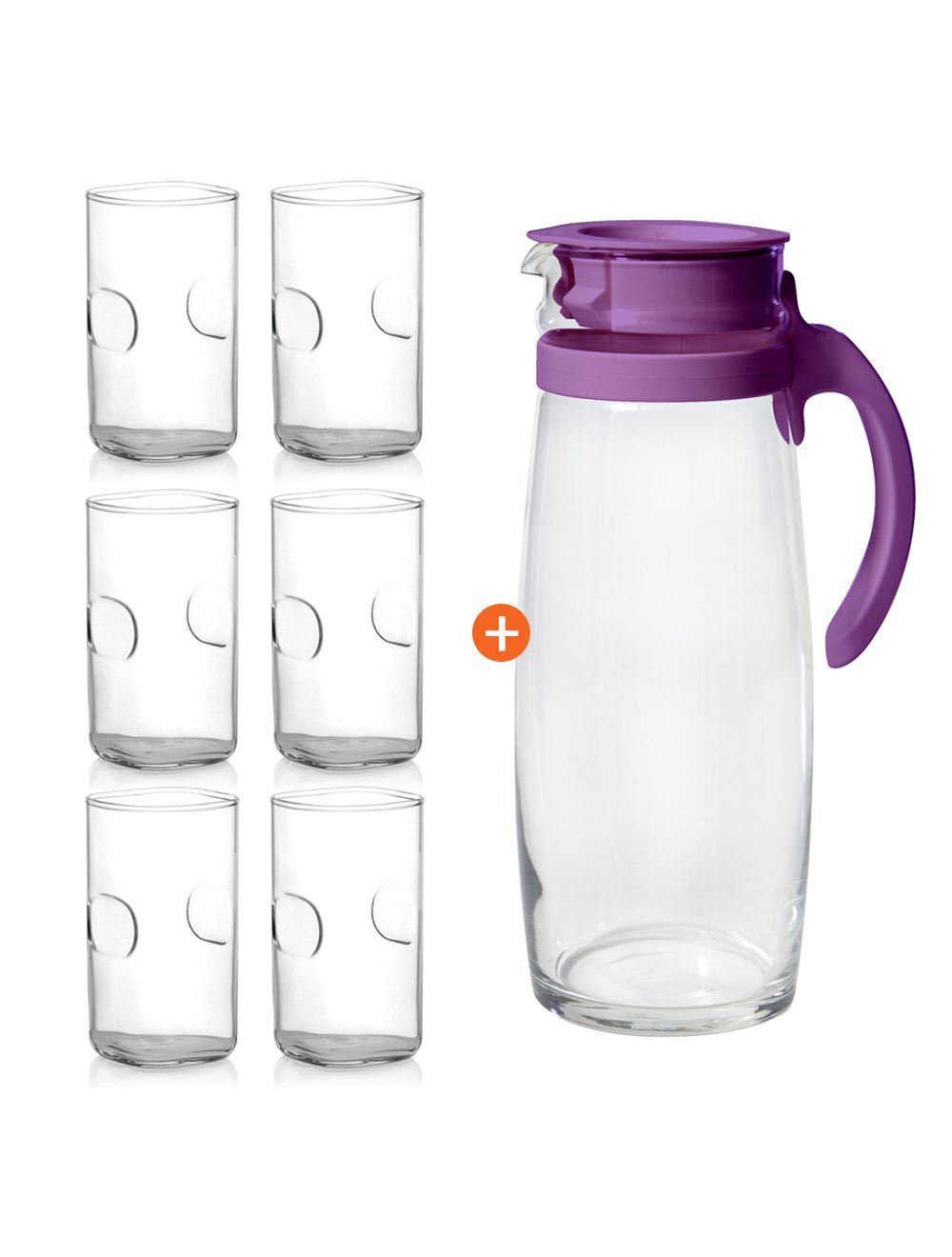 Combo of Ocean 6 Pieces Unity Hi Ball Glass With Pitcher Clear 290ml -B0211006+V2055801G0041