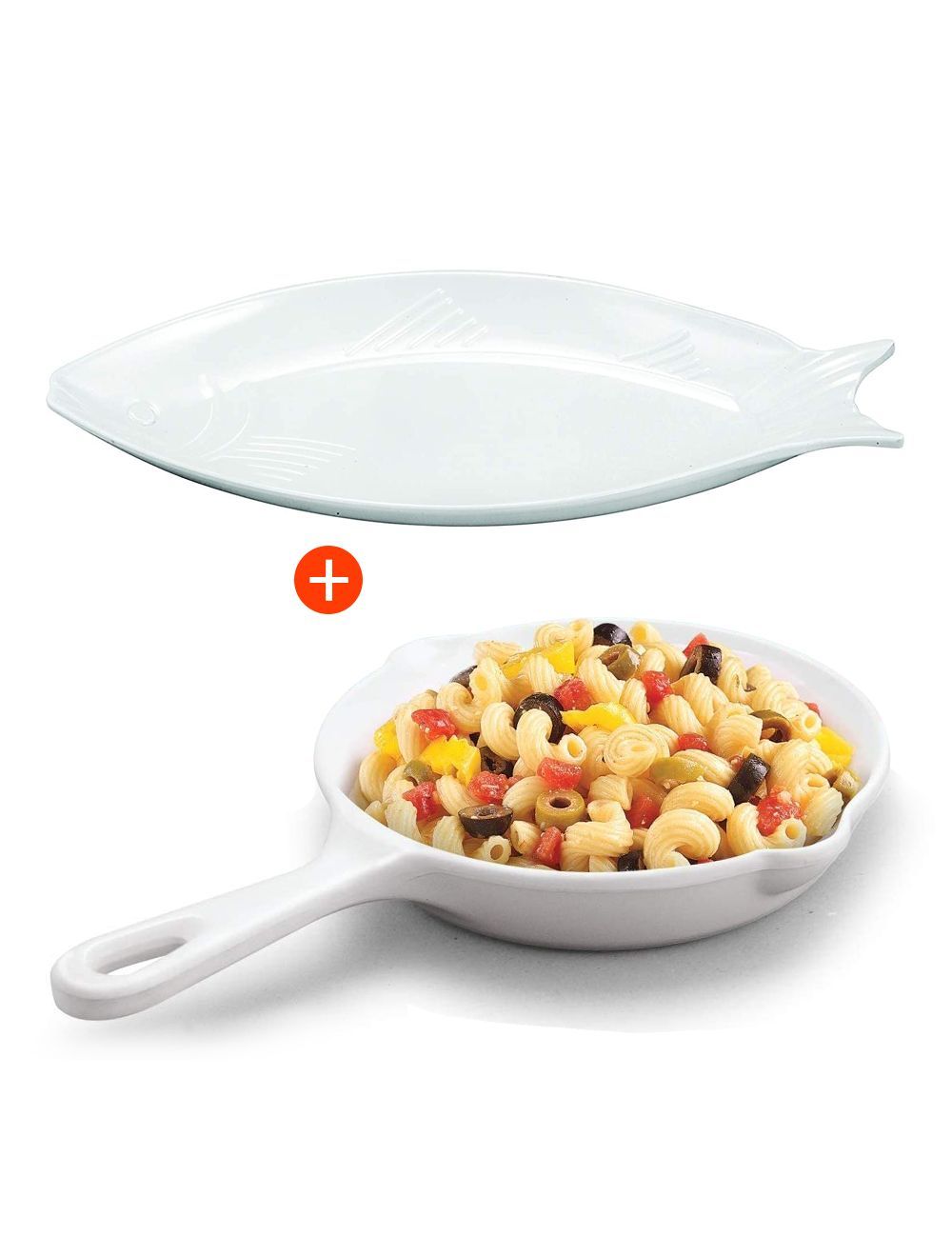 Combo Of Dinewell With Round Serving Bowl 21.5cm With Fish Platter-DWMB036W+DWHP3070W