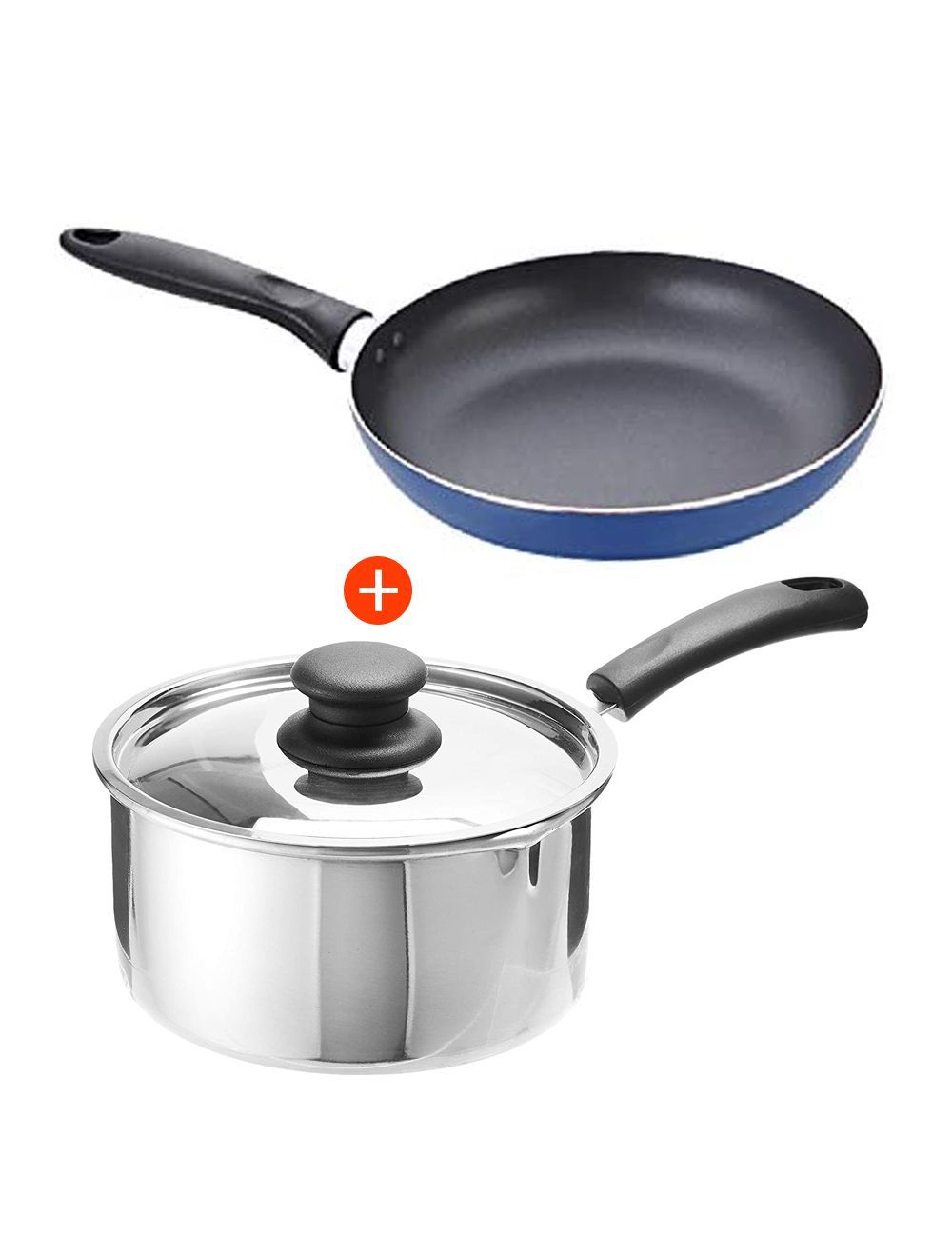 Combo Of Raj Aluminium Sauce Pan With Cover And Non-Stick Induction Frypan-KSP00L+RNF003