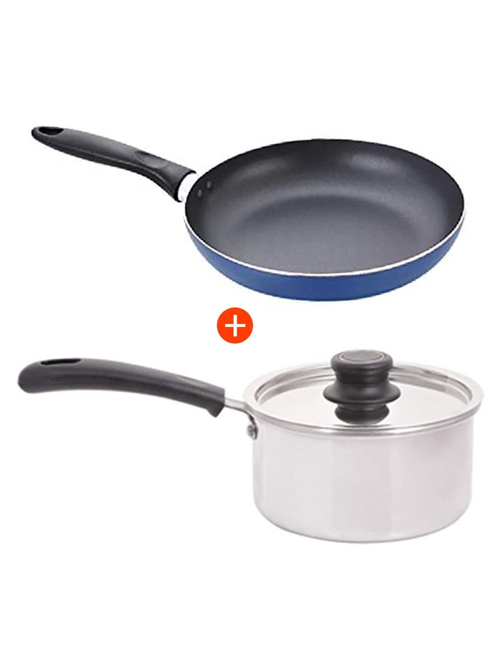 Combo Of Raj Aluminium Saucepan With Cover And Non-Stick Induction Frypan-KSP00S+RNF001