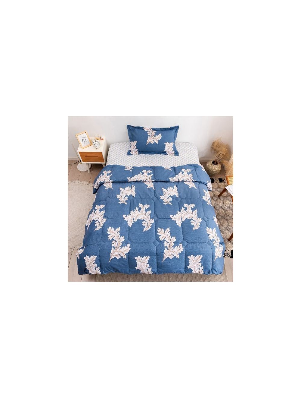 Rishahome 3 Piece Single Size Comforter Set Microfiber Blue 150x200 cm-PBLCS0003