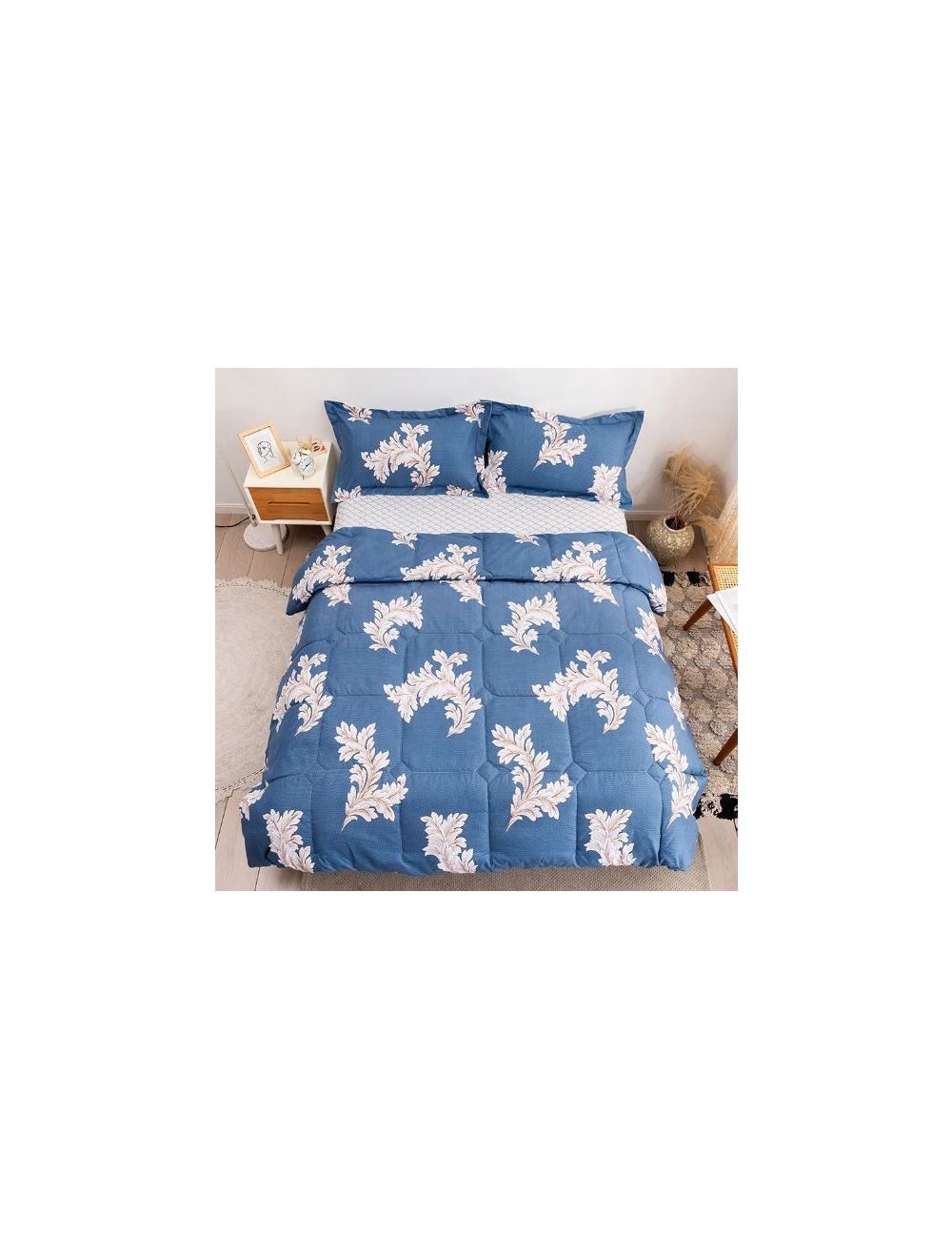 Rishahome 4 Piece Queen Size Comforter Set Microfiber Blue 210x230cm-PBLCS0004