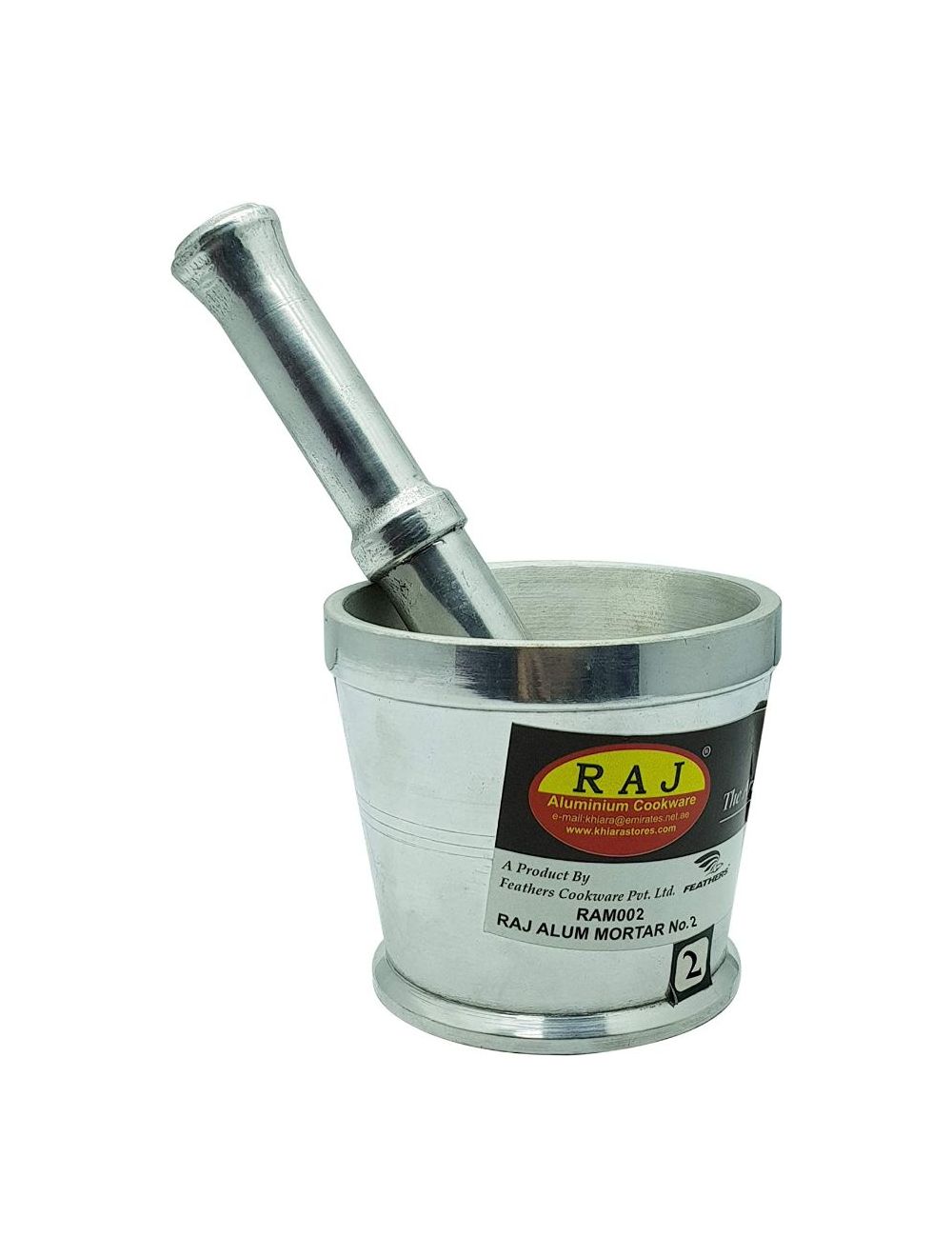 Raj Aluminium Mortar With Stand, Silver, RAM002
