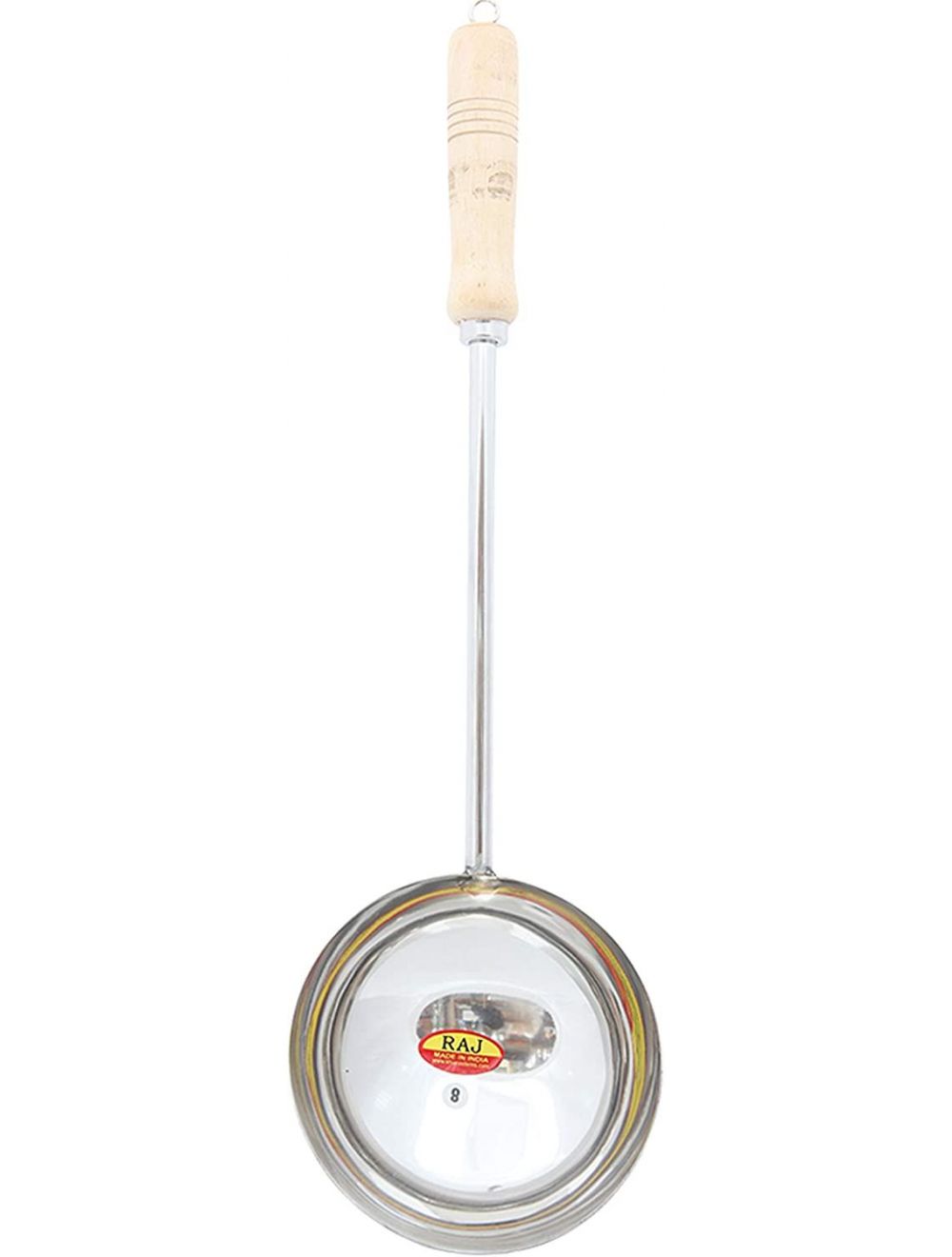 RAJ Steel Ladle with Wooden Handle, Silver, 46 cm, RUL004
