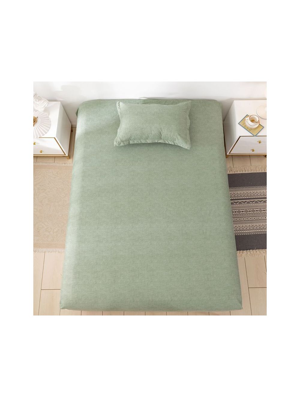 Rishahome 2 Piece Printed Bedsheet Set Single Size Spanish Microfiber Green-SGRBS0001